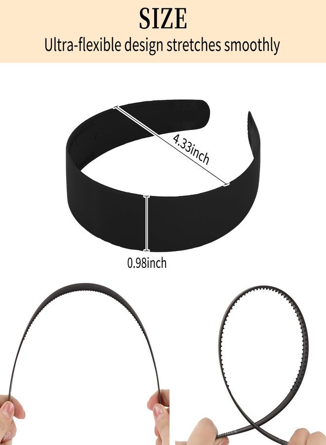 Wecoe Black Headbands for Women Girls 1 Inch Wide Matte Plastic Headbands with Teeth Plain Hard Head Bands Hairbands Diy Crafts Hair Accessories for Women & Girls - Image 5